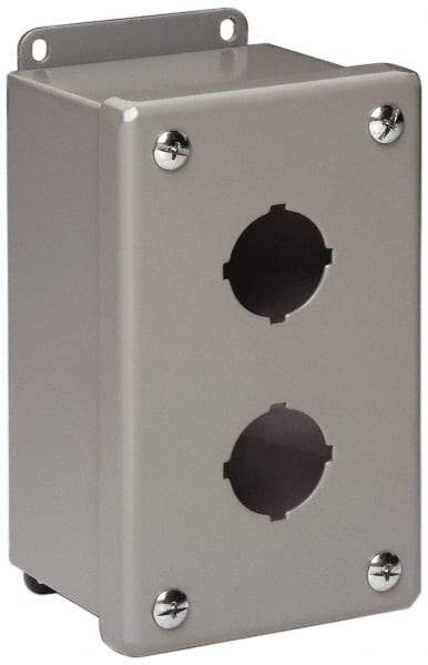 Cooper B-Line - 3 Hole, 1.203 Inch Hole Diameter, Stainless Steel Pushbutton Switch Enclosure - 8 Inch High x 3-1/4 Inch Wide x 2-3/4 Inch Deep, 12, 13 NEMA Rated - Americas Industrial Supply