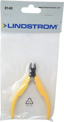 Lindstrom Tool - 4-3/8" OAL, 0.049" Capacity, Semi-Flush Diagonal Cutter - 3/8" Jaw Length, Tapered Head, Plastic Ergonomic Handle - Americas Industrial Supply