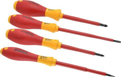 Wiha - 4 Piece Phillips & Slotted Screwdriver Set - Round Shank, Insulated Handle, Bit Sizes: Philips #1 & #2, Tip Thickness: 3/16 & 9/16 - Americas Industrial Supply