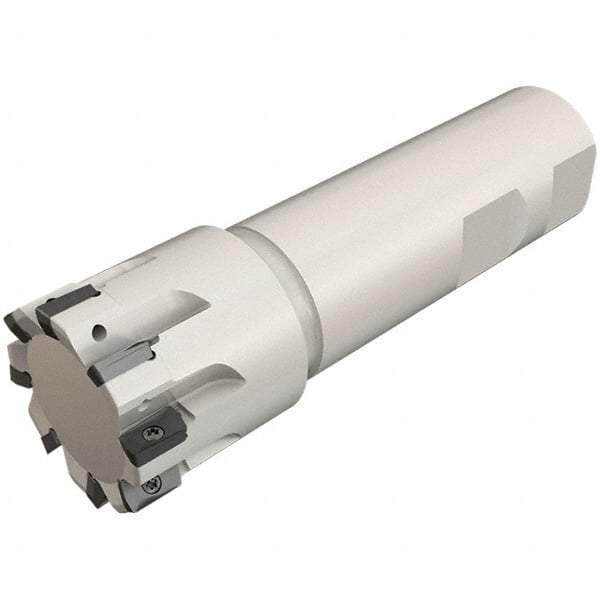 Iscar - 1" Cut Diam, 0.303" Max Depth of Cut, 3/4" Shank Diam, 4-1/2" OAL, Indexable Square Shoulder End Mill - HP ANKT 0702 .., HP ANCR 0702.., HP ANCT 0702.., HP ANKW 0702.. Inserts, Cylindrical Shank, 90° Lead Angle, Through Coolant, Series Heliplus - Americas Industrial Supply