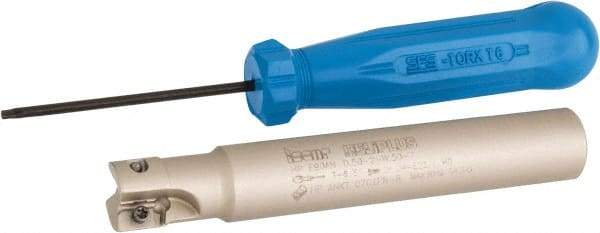 Iscar - 1/2" Cut Diam, 0.303" Max Depth of Cut, 1/2" Shank Diam, 3-1/4" OAL, Indexable Square Shoulder End Mill - HP AN.. 0702.. Inserts, Weldon Shank, 90° Lead Angle, Series Heliplus - Americas Industrial Supply