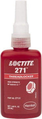 Loctite - 50 mL Bottle, Red, High Strength Liquid Threadlocker - Series 271, 24 hr Full Cure Time, Hand Tool, Heat Removal - Americas Industrial Supply