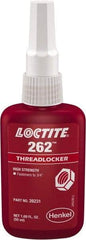 Loctite - 50 mL Bottle, Red, High Strength Liquid Threadlocker - Series 262, 24 hr Full Cure Time, Hand Tool, Heat Removal - Americas Industrial Supply