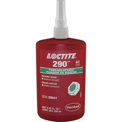 Loctite - 250 mL Bottle, Green, Medium Strength Liquid Threadlocker - Series 290, 24 hr Full Cure Time, Hand Tool, Heat Removal - Americas Industrial Supply