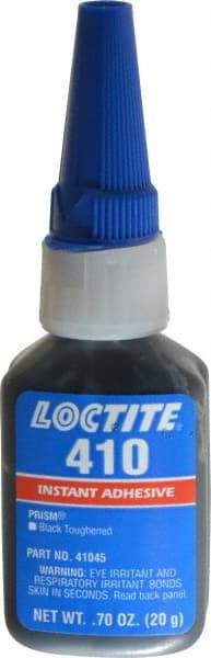 Loctite - 0.70 oz Bottle Black Instant Adhesive - Series 410, 90 sec Fixture Time, 24 hr Full Cure Time, Bonds to Metal, Plastic & Rubber - Americas Industrial Supply