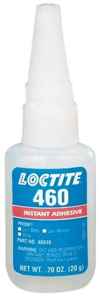 Loctite - 0.70 oz Bottle Tan Instant Adhesive - Series 460, 50 sec Fixture Time, 24 hr Full Cure Time, Bonds to Plastic & Rubber - Americas Industrial Supply