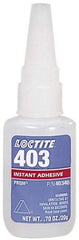 Loctite - 0.70 oz Bottle Clear Instant Adhesive - Series 403, 50 sec Fixture Time, 24 hr Full Cure Time, Bonds to Plastic & Rubber - Americas Industrial Supply