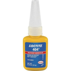 Loctite - 0.33 oz Bottle Clear Instant Adhesive - Series 404, 30 sec Fixture Time, 24 hr Full Cure Time, Bonds to Plastic & Rubber - Americas Industrial Supply