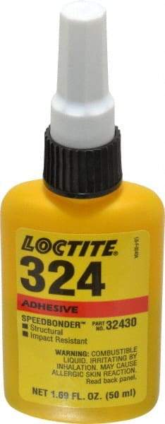 Loctite - 50 mL Bottle Structural Adhesive - 5 min Working Time, 3,000 to 3,600 psi Shear Strength, Series 324 - Americas Industrial Supply