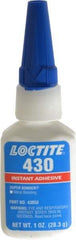 Loctite - 1 oz Bottle Clear Instant Adhesive - Series 430, 30 sec Fixture Time, 24 hr Full Cure Time, Bonds to Metal, Plastic & Rubber - Americas Industrial Supply
