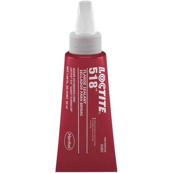 Loctite - 50 mL Tube Red Dimethacrylate Ester Joint Sealant - -65 to 300°F Operating Temp, 4 to 24 hr Full Cure Time, Series 518 - Americas Industrial Supply