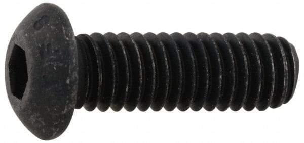 Value Collection - #8-32 UNC Hex Socket Drive, Button Screw - Alloy Steel, Black Oxide Finish, 1/4" Length Under Head - Americas Industrial Supply