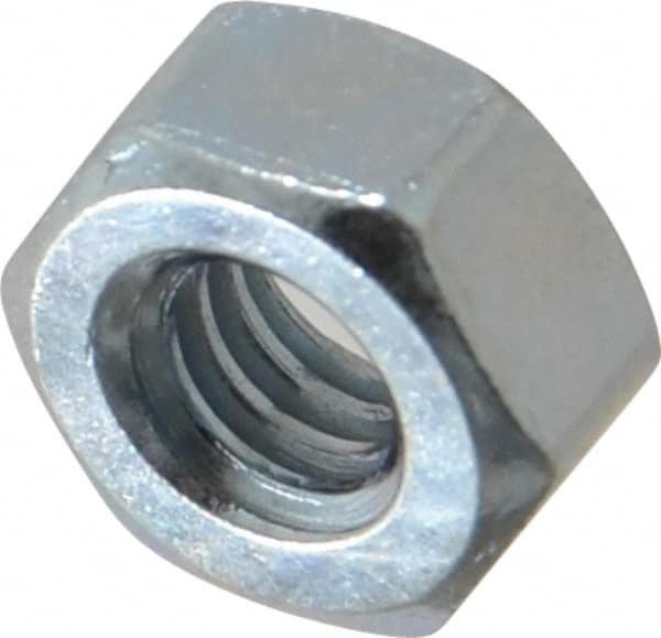 Value Collection - 1/4-20 UNC Steel Right Hand Hex Nut - 7/16" Across Flats, 7/32" High, Zinc-Plated Finish - Americas Industrial Supply