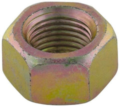 Value Collection - 7/16-14 UNC Steel Right Hand Hex Nut - 11/16" Across Flats, 3/8" High, Zinc Yellow Dichromate Finish - Americas Industrial Supply