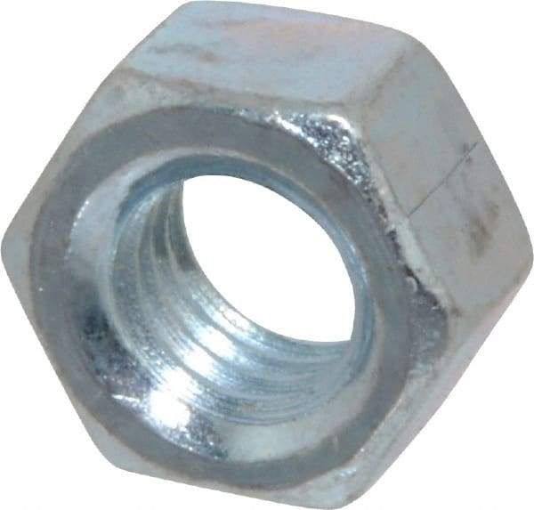 Value Collection - 7/16-14 UNC Steel Right Hand Hex Nut - 11/16" Across Flats, 3/8" High, Zinc-Plated Finish - Americas Industrial Supply