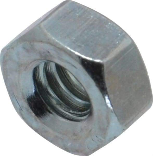 Value Collection - 1/4-20 UNC Steel Right Hand Hex Nut - 7/16" Across Flats, 7/32" High, Zinc-Plated Finish - Americas Industrial Supply