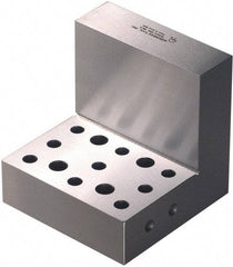 Suburban Tool - 4" Wide x 4" Deep x 4" High Steel Precision-Ground Angle Plate - Standard Plate, Machined Holes on Surface, Open End, 1-1/4" Thick, Pair of Plates - Americas Industrial Supply