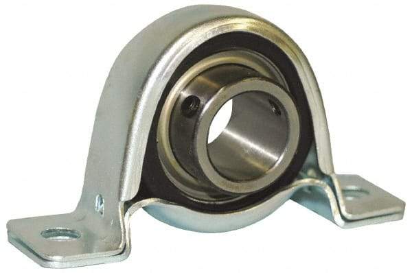 Browning - 3/4" ID, 4-1/4" OAL x 2-13/64" OAH Set Screw Locking Pillow Block - 1,444 Lb Static Cap, 2,611 Lb Dyn Cap, 3-3/8" Btw Mnt Hole Ctrs, 1-1/8" Base-to-Ctr Ht, Stamped Steel - Americas Industrial Supply