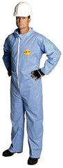 Dupont - Size XL Film Laminate General Purpose Coveralls - Blue, Zipper Closure, Open Cuffs, Open Ankles, Serged Seams - Americas Industrial Supply