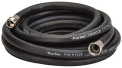 Parker - 25' Long Water Hose - 5/8" Diam, 3/4" GHT, Rubber, 125 psi, Black - Americas Industrial Supply