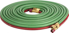 Parker - 1/4" Inside x 17/32" Outside Diam, Grade T Welding Hose - Green & Red, 25' Long, Twin Style, 200 psi Working Pressure - Americas Industrial Supply