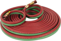 Parker - 1/4" Inside x 17/32" Outside Diam, Grade T Welding Hose - Green & Red, 50' Long, Twin Style, 200 psi Working Pressure - Americas Industrial Supply