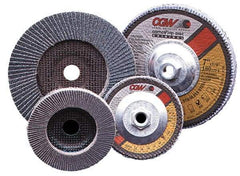 Camel Grinding Wheels - 40 Grit, 5" Disc Diam, 5/8-11 Center Hole, Type 27 Zirconia Alumina Flap Disc - 12,200 Max RPM, Poly Cotton Backing, Arbor Attaching System, Coated - Americas Industrial Supply