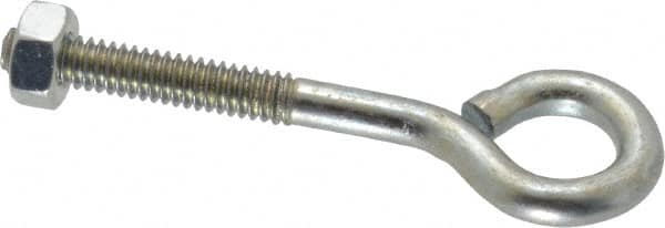 Gibraltar - 1/4-20, Zinc-Plated Finish, Steel Wire Turned Open Eye Bolt - 1-1/4" Thread Length, 1/2" ID x 1" OD, 2" Shank Length - Americas Industrial Supply