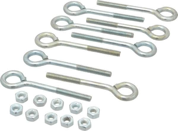 Gibraltar - 1/4-20, Zinc-Plated Finish, Steel Wire Turned Open Eye Bolt - 1-1/4" Thread Length, 1/2" ID x 1" OD, 2-1/2" Shank Length - Americas Industrial Supply