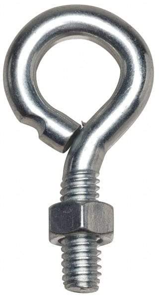 Gibraltar - 1/2-13, Zinc-Plated Finish, Steel Wire Turned Open Eye Bolt - 4" Thread Length, 1" ID x 2" OD, 6" Shank Length - Americas Industrial Supply