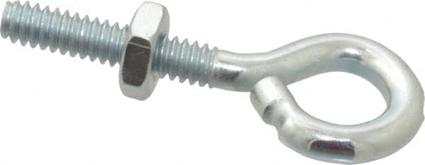 Gibraltar - #10-24, Zinc-Plated Finish, Steel Wire Turned Open Eye Bolt - 7/8" Thread Length, 3/8" ID x 3/4" OD, 1" Shank Length - Americas Industrial Supply