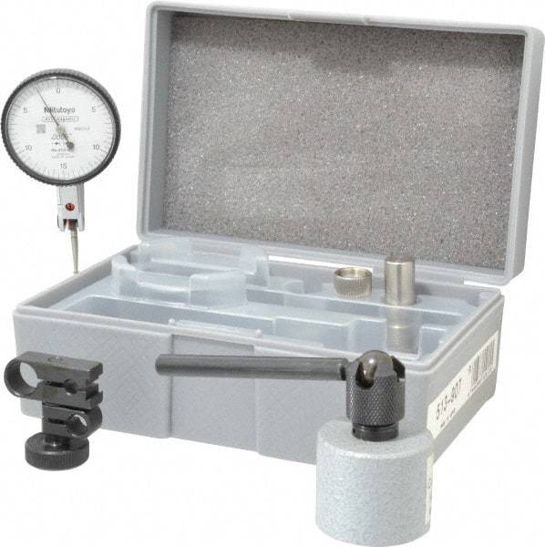 Mitutoyo - 0.0005" Graduation, 0.03" Max Meas, 0-15-0 Dial Reading, Dial Indicator & Base Kit - 25mm Base Height x 30mm Base Diam, 1.54" Dial Diam - Americas Industrial Supply