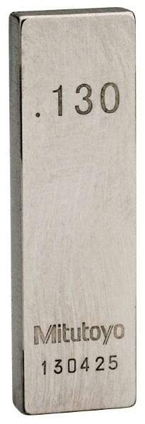Mitutoyo - 0.13" Rectangular Steel Gage Block - Accuracy Grade AS-1, Includes Certificate of Inspection - Americas Industrial Supply
