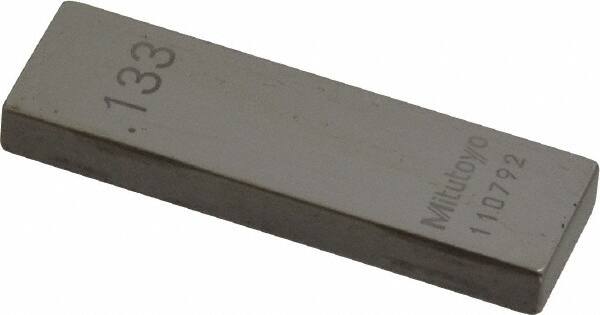 Mitutoyo - 0.133" Rectangular Steel Gage Block - Accuracy Grade AS-1, Includes Certificate of Inspection - Americas Industrial Supply
