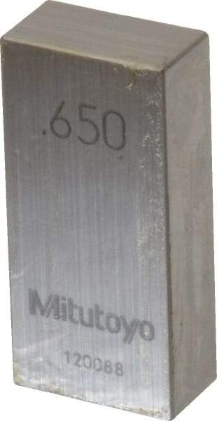 Mitutoyo - 0.65" Rectangular Steel Gage Block - Accuracy Grade AS-1, Includes Certificate of Inspection - Americas Industrial Supply