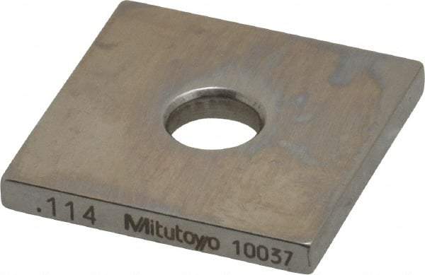 Mitutoyo - 0.114" Square Steel Gage Block - Accuracy Grade 0, Includes Certificate of Inspection - Americas Industrial Supply