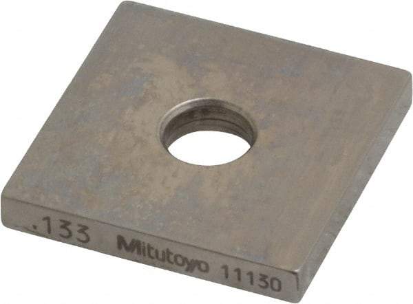 Mitutoyo - 0.133" Square Steel Gage Block - Accuracy Grade 0, Includes Certificate of Inspection - Americas Industrial Supply