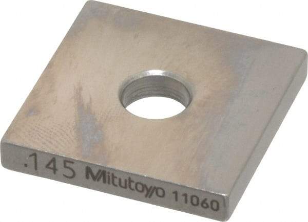 Mitutoyo - 0.145" Square Steel Gage Block - Accuracy Grade 0, Includes Certificate of Inspection - Americas Industrial Supply