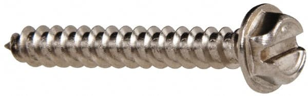 Value Collection - #8 Hex Washer Head Slotted Sheet Metal Screw - Stainless Steel, 1-1/4" Length Under Head, Grade 316 - Americas Industrial Supply
