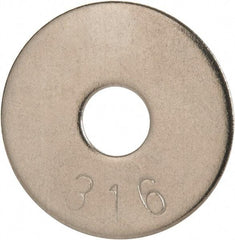 Value Collection - 1/4" Screw, Grade 316 Stainless Steel Fender Flat Washer - 1/4" ID x 1" OD, 0.06" Thick, Plain Finish - Americas Industrial Supply