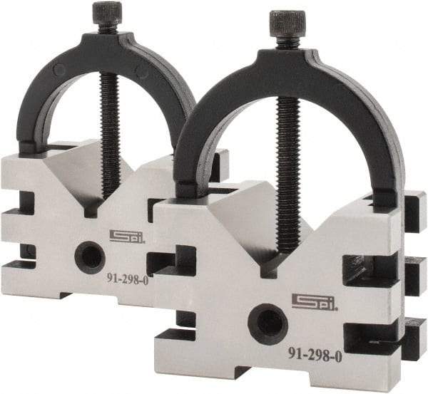 SPI - 2" Max Capacity, 90° Angle, Hardened Steel V-Block - 2-3/8" Long x 2-3/4" Wide x 2" High, Sold as Matched Pair - Americas Industrial Supply