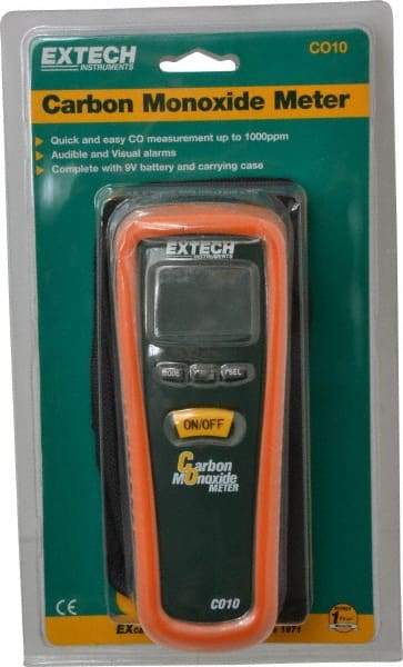 Extech - Audible Alarm, LCD Display, Carbon Monoxide (CO) Meter - Monitors Carbon Monoxide - Americas Industrial Supply