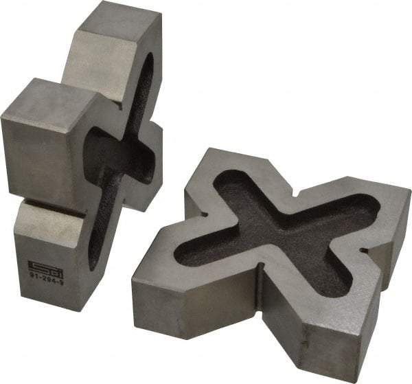 SPI - 3/4 to 2" Capacity, 90° Angle, Cast Iron 4-Way V-Block - 4" Long x 1-3/16" Wide x 4" High, Sold as Matched Pair - Americas Industrial Supply