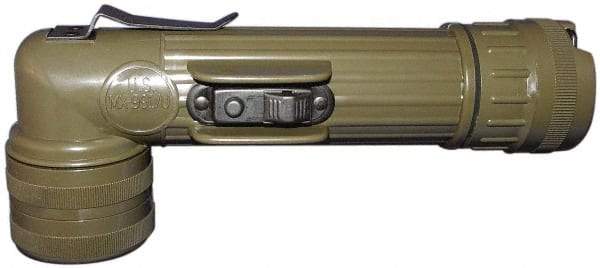 Fulton - White LED Bulb, Industrial Tactical Flashlight - Olive Plastic Body, Water Resistant, 2 D Batteries Not Included - Americas Industrial Supply