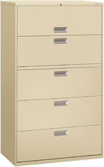 Hon - 42" Wide x 67" High x 19-1/4" Deep, 5 Drawer Roll-Out, Roll-Out Posting - Steel, Putty - Americas Industrial Supply