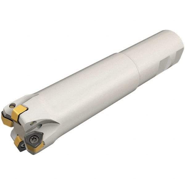 Iscar - 5/8" Cut Diam, 0.03" Max Depth, 3/4" Shank Diam, Weldon Shank Indexable High-Feed End Mill - Screw Holding Method, H600 WXCU 04 Insert, FF EWX-04 Toolholder, Through Coolant - Americas Industrial Supply