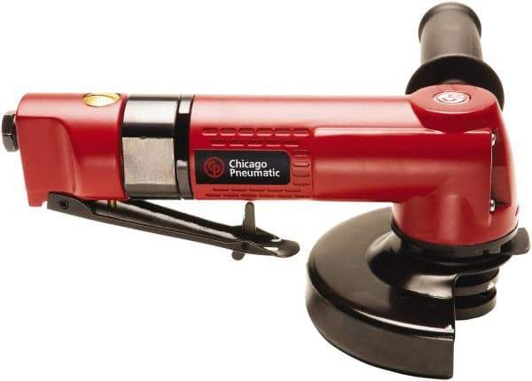 Chicago Pneumatic - 5" Wheel Diam, 12,000 RPM, Pneumatic Angle & Disc Grinder - 3/8-24 Spindle, 5.4 CFM, Front Exhaust - Americas Industrial Supply