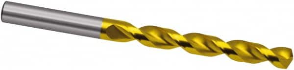 Guhring - 7.8mm 130° Powdered Metal Jobber Drill - TiN Finish, Right Hand Cut, Parabolic Flute, 117mm OAL, Cone Relief Point - Americas Industrial Supply