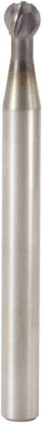 Seco - 5mm Diam, 3.9mm LOC, 4 Flute Solid Carbide Ball End Mill - MEGA-64 Finish, Single End, 70mm OAL, 5mm Shank Diam, Spiral Flute - Americas Industrial Supply
