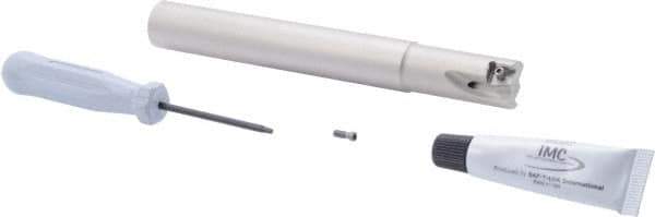 Iscar - 3/4" Cut Diam, 0.315" Max Depth of Cut, 3/4" Shank Diam, 6" OAL, Indexable Square Shoulder Helical End Mill - T490 LN.T 0804 Inserts, Weldon Shank, 90° Lead Angle, Through Coolant, Series Helitang - Americas Industrial Supply